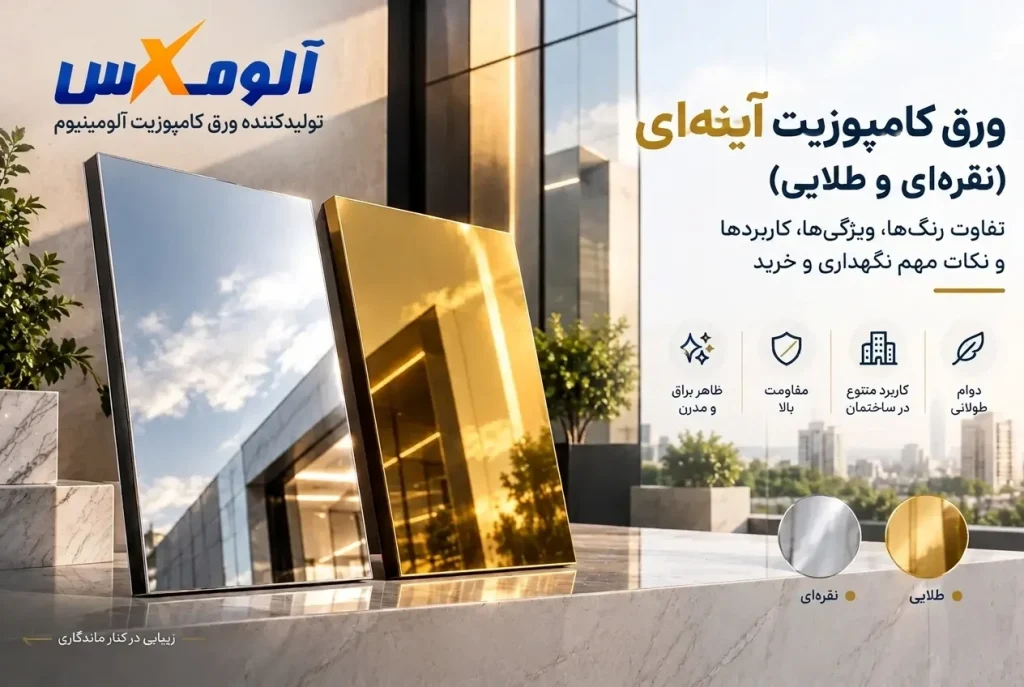 ورق کامپوزیت آینه ای نقره ای و طلایی