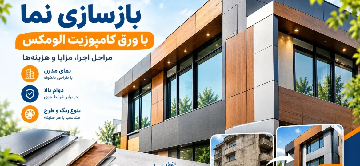 بازسازی نمای ساختمان با ورق کامپوزیت آلومینیوم