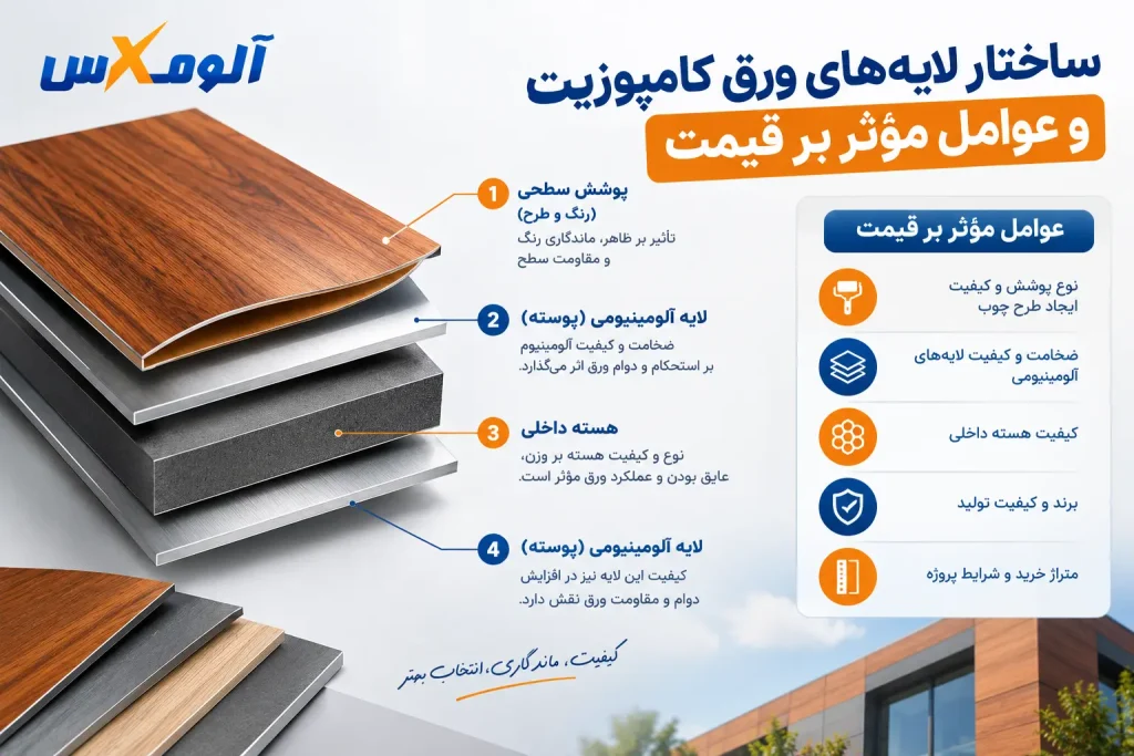 ساختار لایه های ورق کامپوزیت و عوامل مؤثر بر قیمت