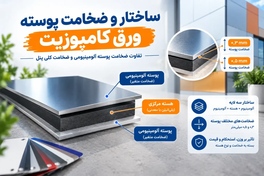 ساختار ورق کامپوزیت و پوسته‌های آلومینیومی