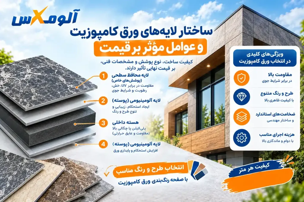 ساختار و لایه‌های ورق کامپوزیت آلومینیومی