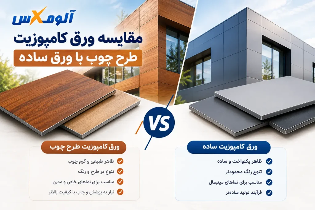 مقایسه قیمت ورق کامپوزیت طرح چوب با ورق کامپوزیت ساده